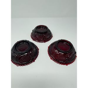 Avon 1876 Cape Cod Ruby Red Berry Bowls Set of Three
